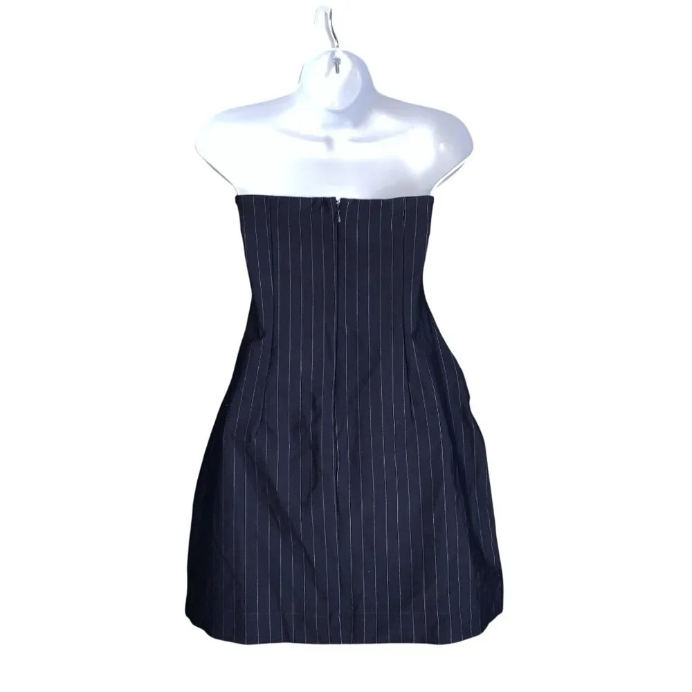 Wild Fable Junior Teens Navy Blue Strapless Pinstripe Dress Size Large - Picture 6 of 10